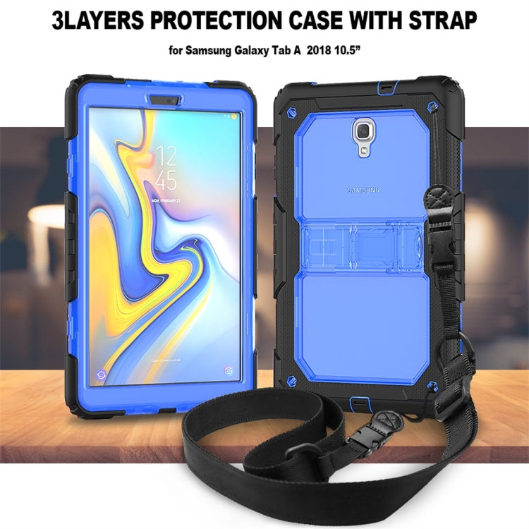 Shockproof Transparent PC + Silica Gel Protective Case for Galaxy Tab A 10.5 T590, with Holder & Shoulder Strap