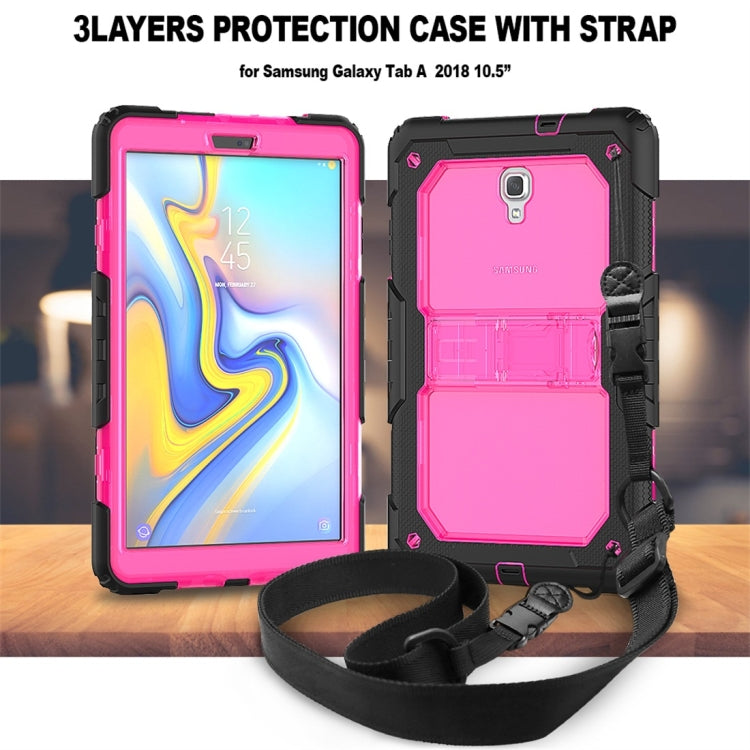 Shockproof Transparent PC + Silica Gel Protective Case for Galaxy Tab A 10.5 T590, with Holder & Shoulder Strap