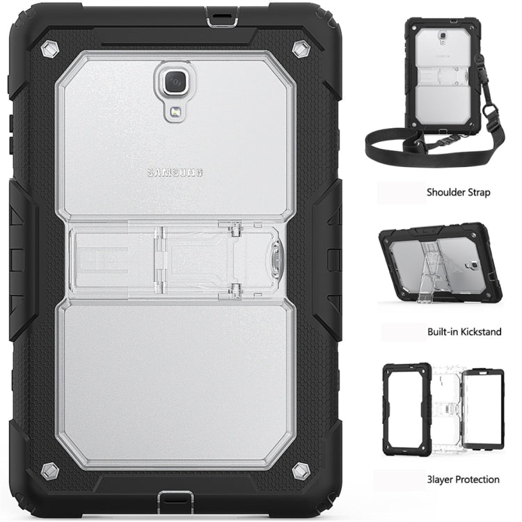 Shockproof Transparent PC + Silica Gel Protective Case for Galaxy Tab A 10.5 T590, with Holder & Shoulder Strap