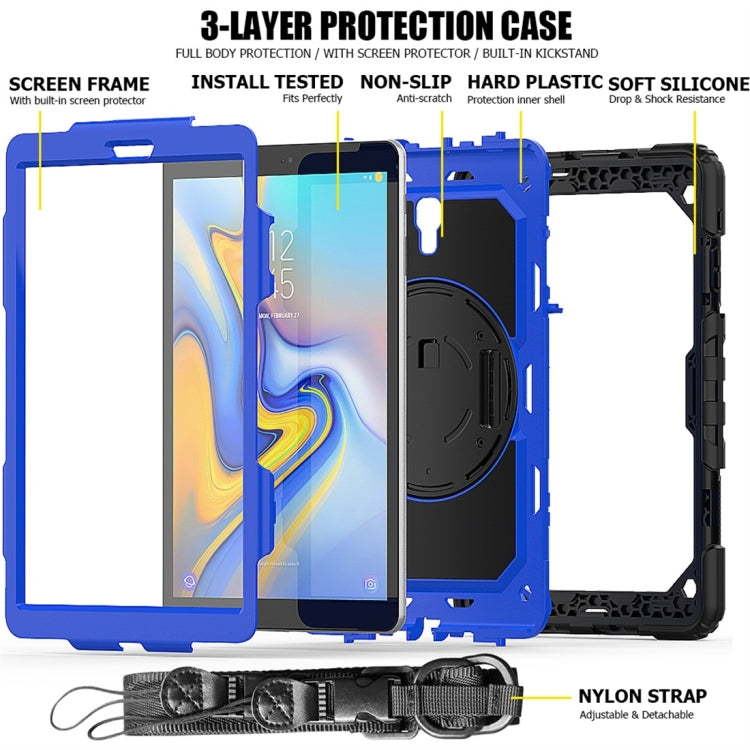 Shockproof Black Silica Gel + Colorful PC Protective Case for Galaxy Tab A 10.5 T590, with Holder & Shoulder Strap & Hand Strap & Pen Slot