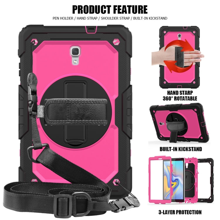 Shockproof Black Silica Gel + Colorful PC Protective Case for Galaxy Tab A 10.5 T590, with Holder & Shoulder Strap & Hand Strap & Pen Slot