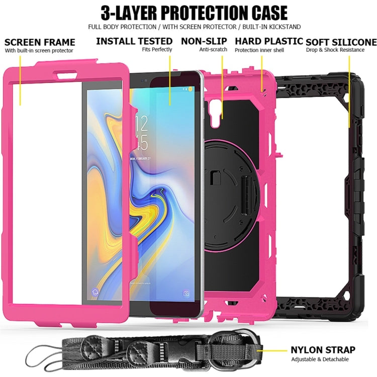Shockproof Black Silica Gel + Colorful PC Protective Case for Galaxy Tab A 10.5 T590, with Holder & Shoulder Strap & Hand Strap & Pen Slot