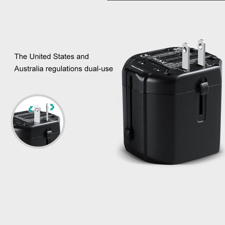 TOTUDESIGN 2.5A Total Output Universal Adapter Dual USB Ports Travel Charger with LED Indicator, Global Plug, For iPad, Laptop, iPhone, Samsung, HTC, Huawei, Xiaomi, and Other Smart Phones, Rechargeable Devices