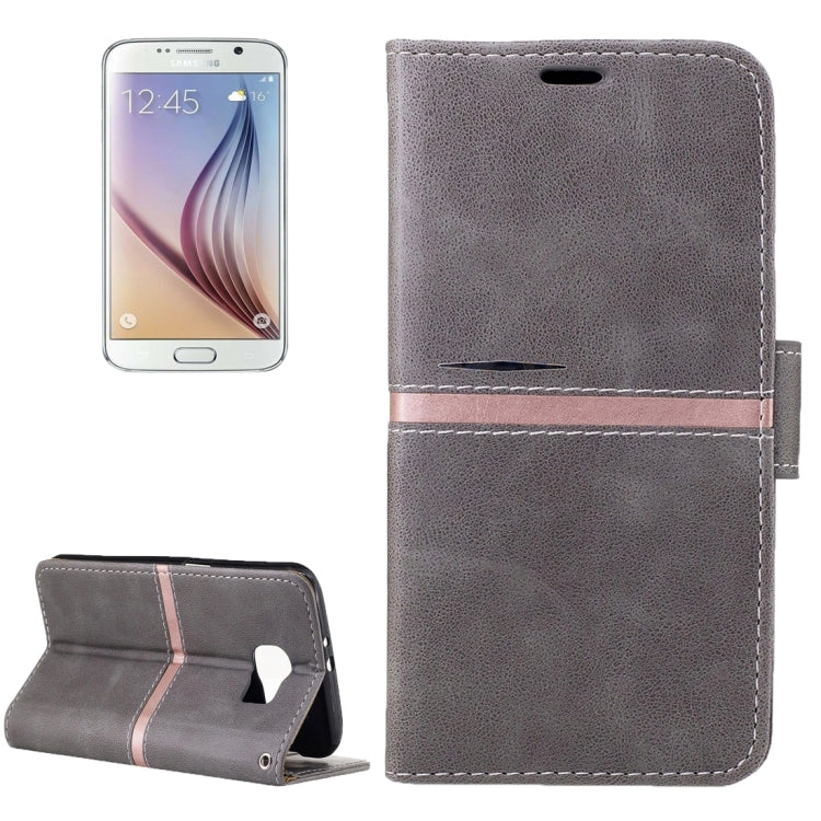 For Galaxy S6 / G920 Crazy Horse Texture PU Leather Horizontal Flip Leather Case with Holder & Card Slots & Wallet & Photo Frame & Lanyard