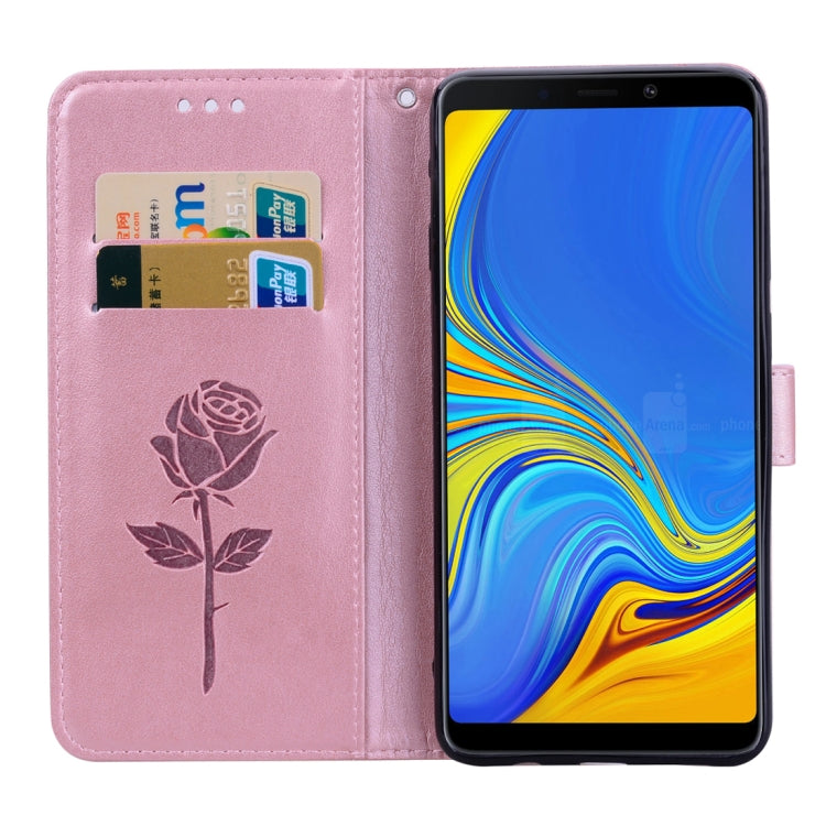 Rose Embossed Horizontal Flip PU Leather Case for Samsung Galaxy A9 (2018) , with Holder & Card Slots & Wallet