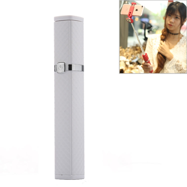 CYKE S3 Hidden One-piece Lipstick Shape Wired Control Selfie Stick with Rear Mirror(White)