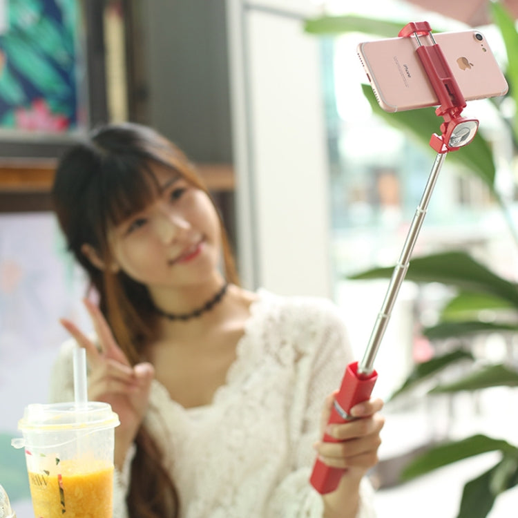 CYKE S3 Hidden One-piece Lipstick Shape Wired Control Selfie Stick with Rear Mirror(White)