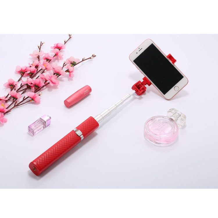CYKE S3 Hidden One-piece Lipstick Shape Wired Control Selfie Stick with Rear Mirror(White)