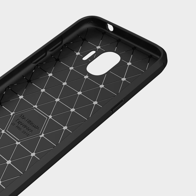 For Galaxy J2 Pro (2018)  Brushed Texture Carbon Fiber Shockproof TPU Rugged Armor Protective Case