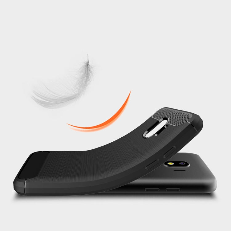 For Galaxy J2 Pro (2018)  Brushed Texture Carbon Fiber Shockproof TPU Rugged Armor Protective Case