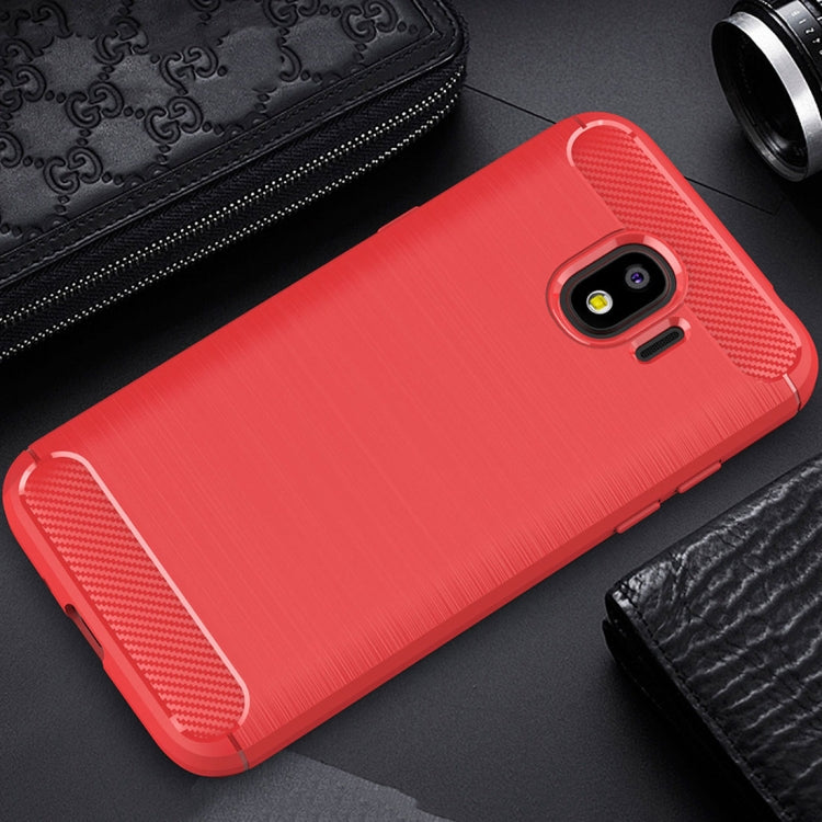 For Galaxy J2 Pro (2018)  Brushed Texture Carbon Fiber Shockproof TPU Rugged Armor Protective Case