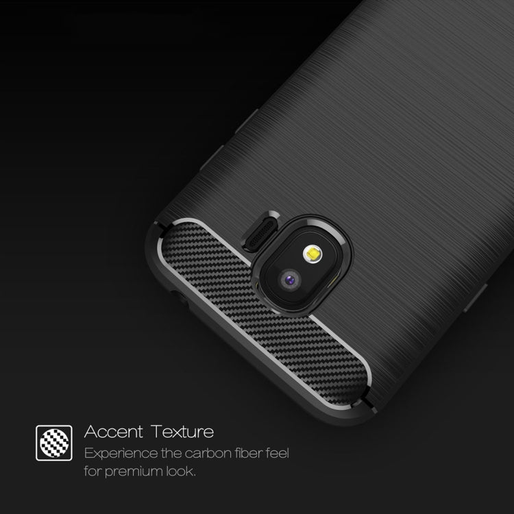 For Galaxy J2 Pro (2018)  Brushed Texture Carbon Fiber Shockproof TPU Rugged Armor Protective Case