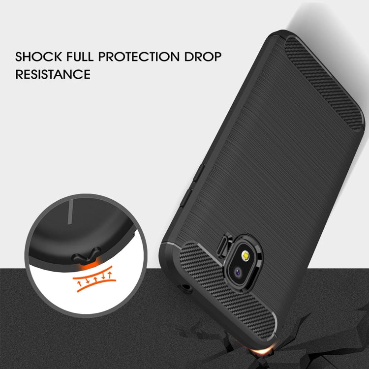 For Galaxy J2 Pro (2018)  Brushed Texture Carbon Fiber Shockproof TPU Rugged Armor Protective Case