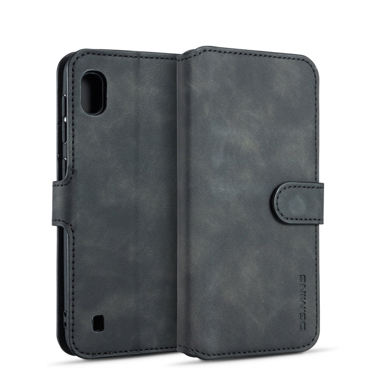 DG.MING Retro Oil Side Horizontal Flip Case for Galaxy A10, with Holder & Card Slots & Wallet