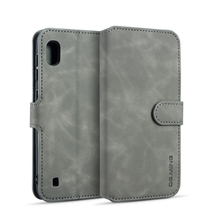 DG.MING Retro Oil Side Horizontal Flip Case for Galaxy A10, with Holder & Card Slots & Wallet