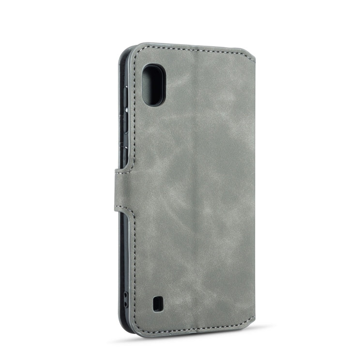 DG.MING Retro Oil Side Horizontal Flip Case for Galaxy A10, with Holder & Card Slots & Wallet