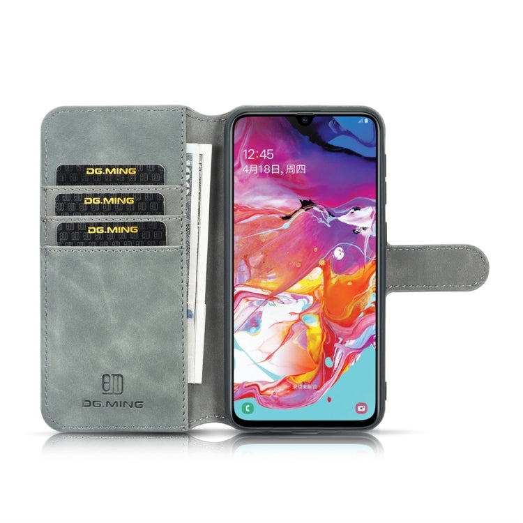 DG.MING Retro Oil Side Horizontal Flip Case for Galaxy A10, with Holder & Card Slots & Wallet