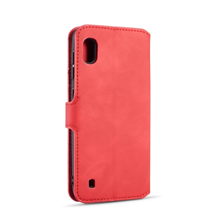DG.MING Retro Oil Side Horizontal Flip Case for Galaxy A10, with Holder & Card Slots & Wallet