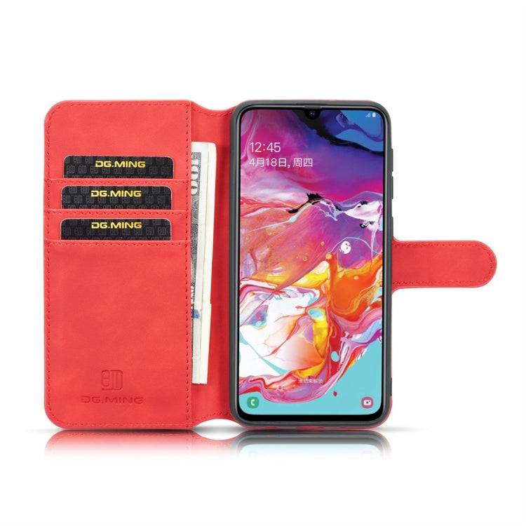 DG.MING Retro Oil Side Horizontal Flip Case for Galaxy A10, with Holder & Card Slots & Wallet