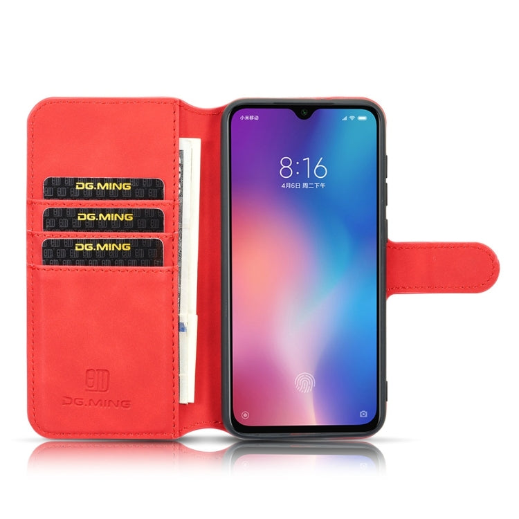 DG.MING Retro Oil Side Horizontal Flip Case for Galaxy A50, with Holder & Card Slots & Wallet
