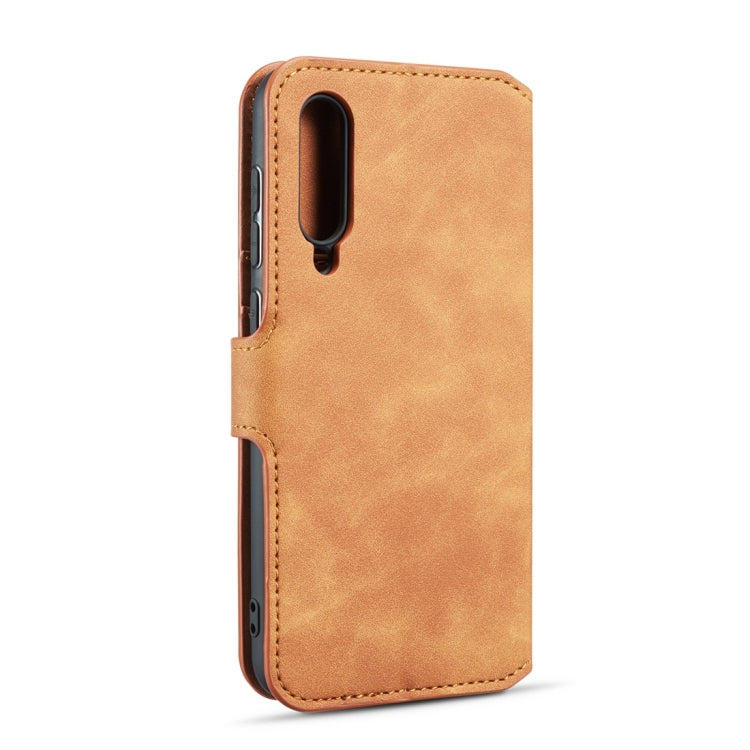 DG.MING Retro Oil Side Horizontal Flip Case for Galaxy A50, with Holder & Card Slots & Wallet