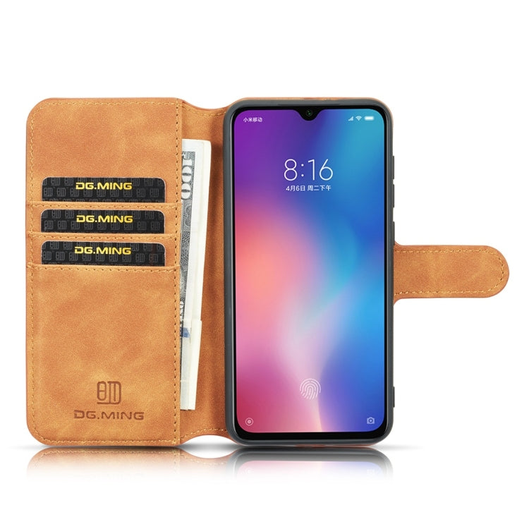 DG.MING Retro Oil Side Horizontal Flip Case for Galaxy A50, with Holder & Card Slots & Wallet