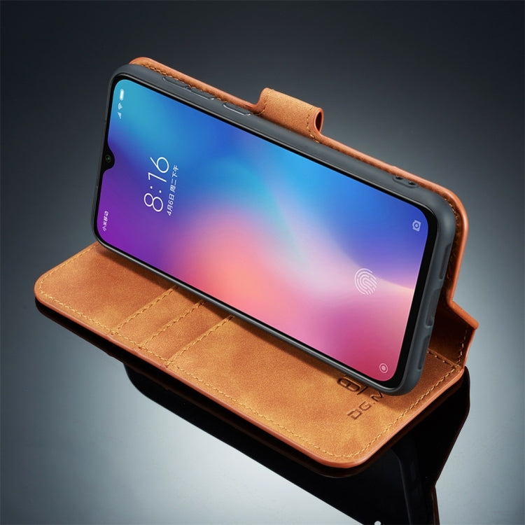 DG.MING Retro Oil Side Horizontal Flip Case for Galaxy A70, with Holder & Card Slots & Wallet