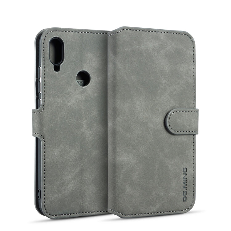 DG.MING Retro Oil Side Horizontal Flip Case for Galaxy M20, with Holder & Card Slots & Wallet