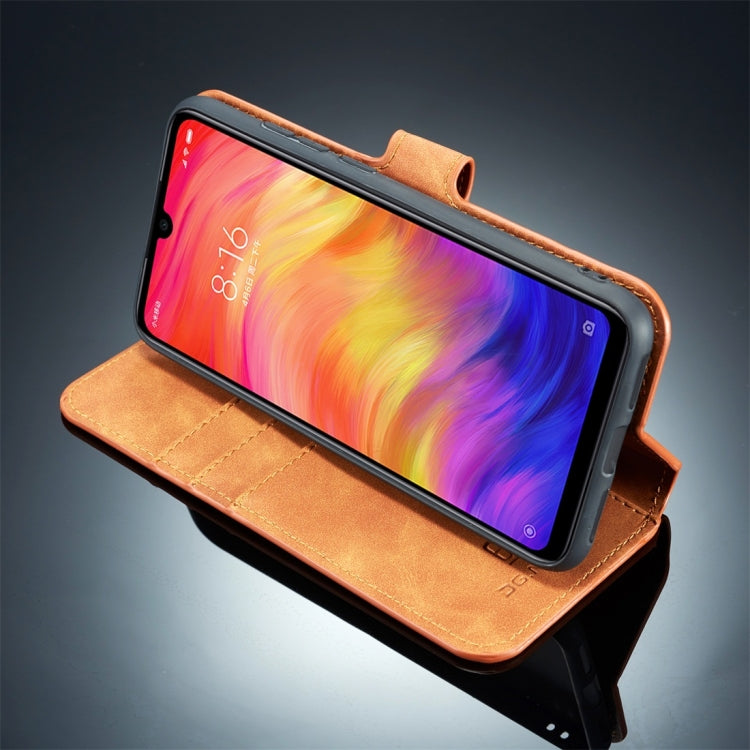 DG.MING Retro Oil Side Horizontal Flip Case for Galaxy M20, with Holder & Card Slots & Wallet