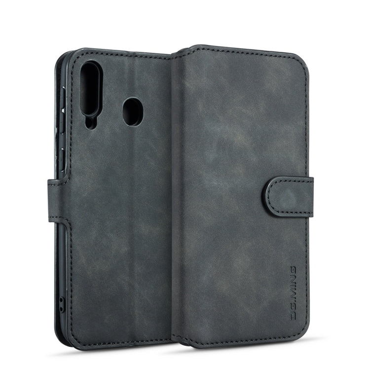 DG.MING Retro Oil Side Horizontal Flip Case for Galaxy M30, with Holder & Card Slots & Wallet