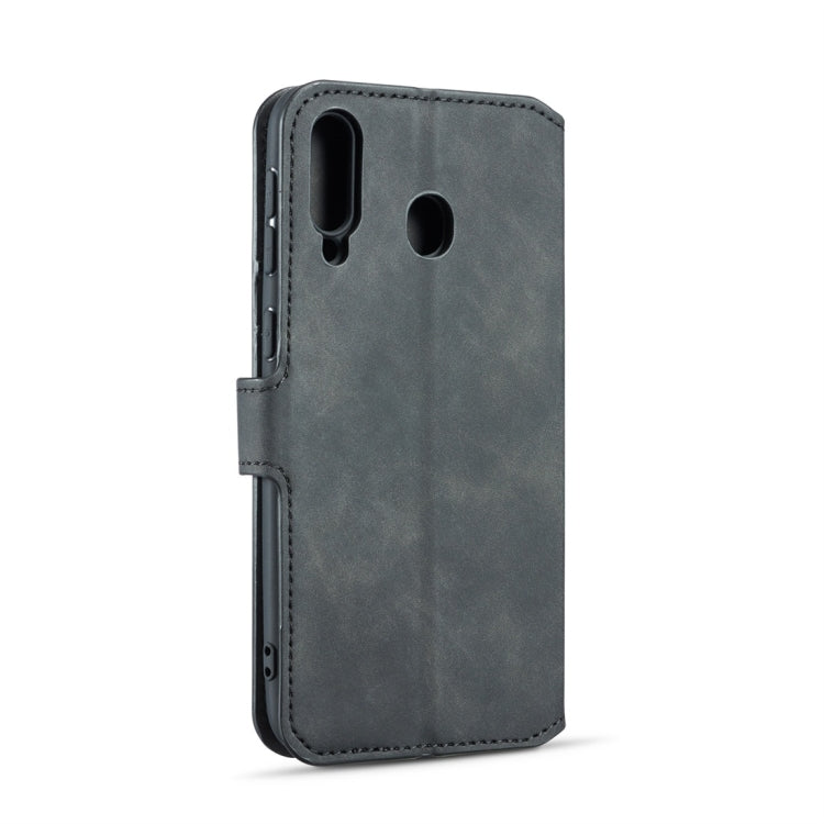 DG.MING Retro Oil Side Horizontal Flip Case for Galaxy M30, with Holder & Card Slots & Wallet
