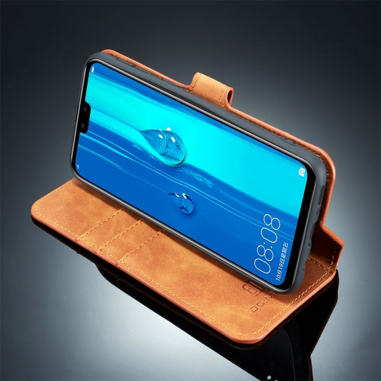 DG.MING Retro Oil Side Horizontal Flip Case for Galaxy M30, with Holder & Card Slots & Wallet