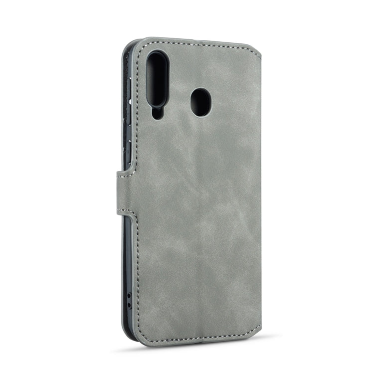 DG.MING Retro Oil Side Horizontal Flip Case for Galaxy M30, with Holder & Card Slots & Wallet