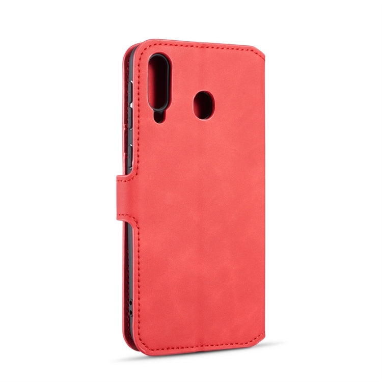 DG.MING Retro Oil Side Horizontal Flip Case for Galaxy M30, with Holder & Card Slots & Wallet