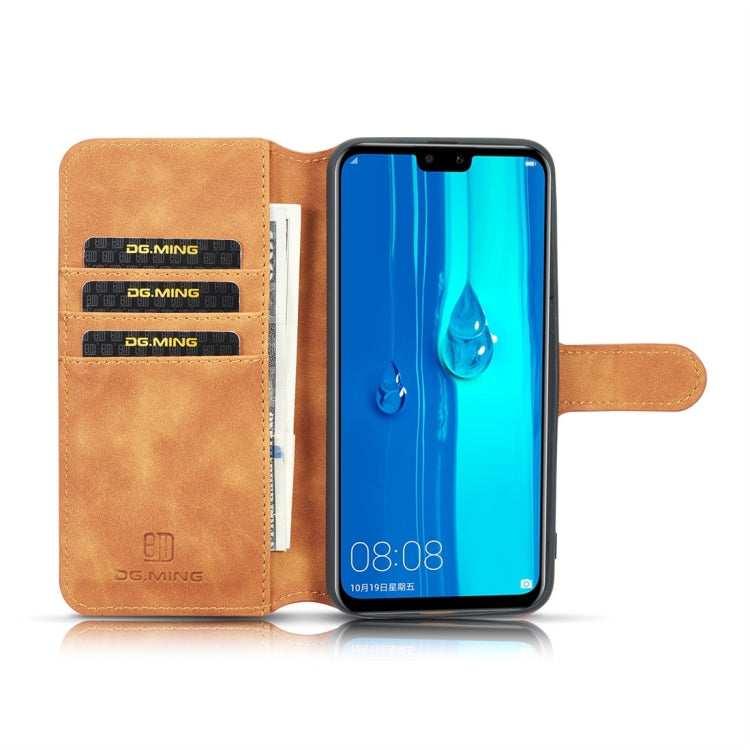 DG.MING Retro Oil Side Horizontal Flip Case for Galaxy M30, with Holder & Card Slots & Wallet