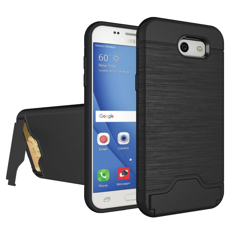 For Galaxy J3 (2017) / J3 Prime(US Version) Brushed Texture Separable PC + TPU Protective Combination Back Case with Holder & Card Slot