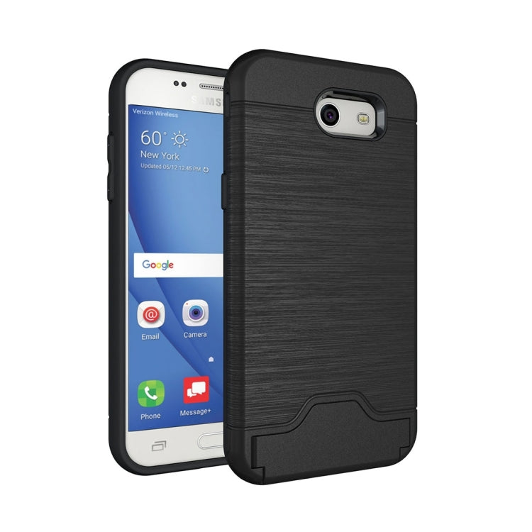 For Galaxy J3 (2017) / J3 Prime(US Version) Brushed Texture Separable PC + TPU Protective Combination Back Case with Holder & Card Slot