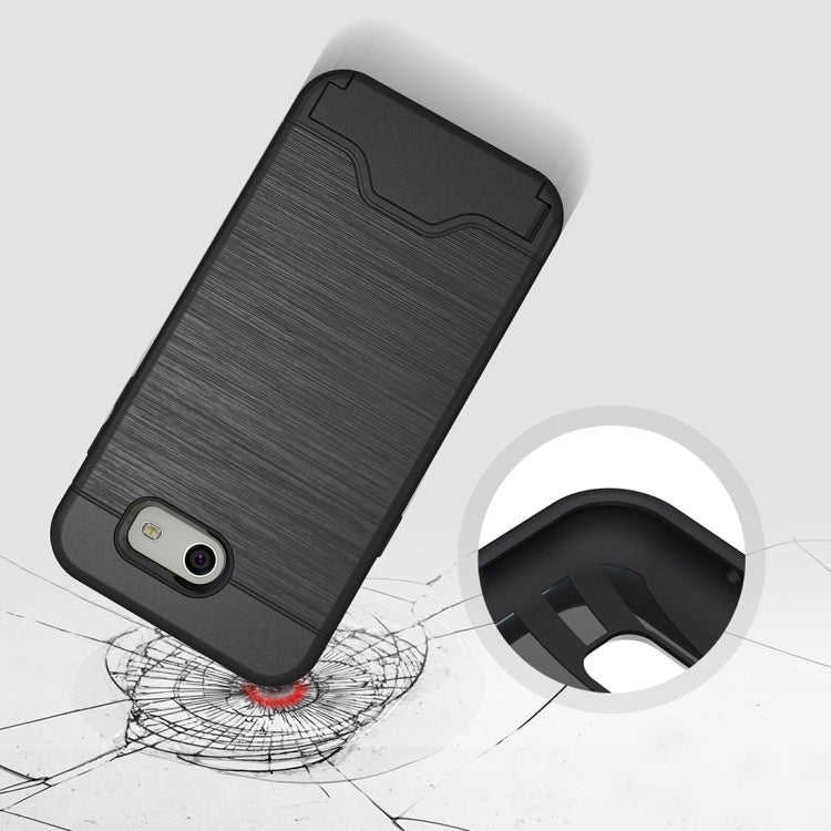 For Galaxy J3 (2017) / J3 Prime(US Version) Brushed Texture Separable PC + TPU Protective Combination Back Case with Holder & Card Slot