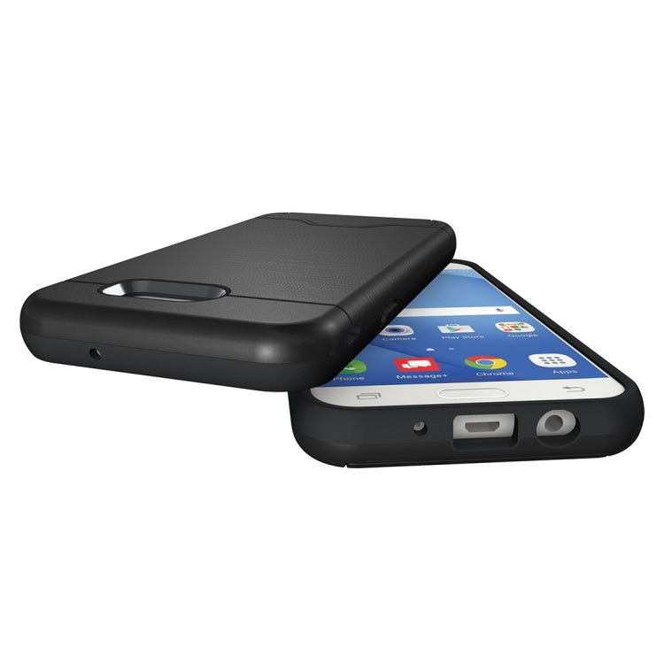 For Galaxy J3 (2017) / J3 Prime(US Version) Brushed Texture Separable PC + TPU Protective Combination Back Case with Holder & Card Slot