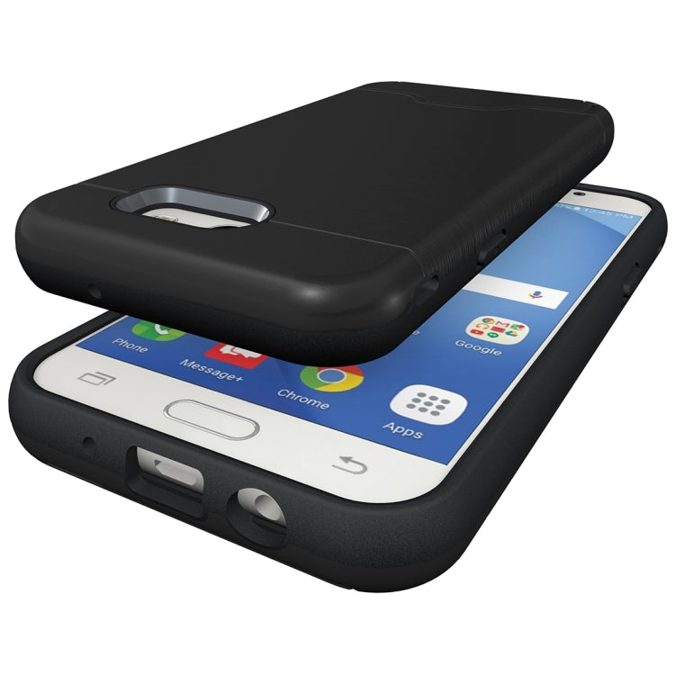 For Galaxy J3 (2017) / J3 Prime(US Version) Brushed Texture Separable PC + TPU Protective Combination Back Case with Holder & Card Slot