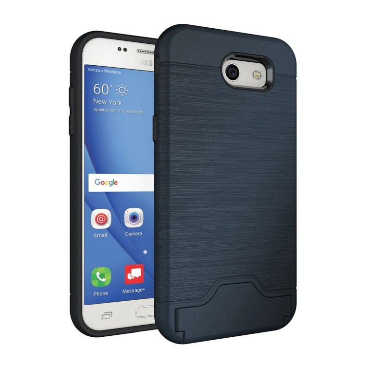 For Galaxy J3 (2017) / J3 Prime(US Version) Brushed Texture Separable PC + TPU Protective Combination Back Case with Holder & Card Slot