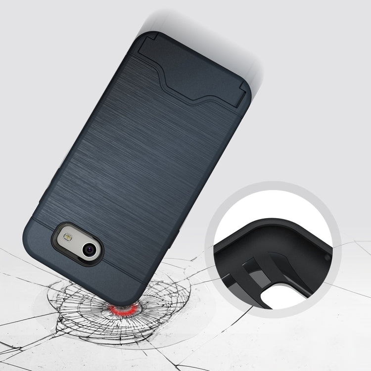 For Galaxy J3 (2017) / J3 Prime(US Version) Brushed Texture Separable PC + TPU Protective Combination Back Case with Holder & Card Slot