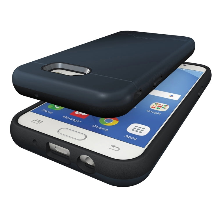 For Galaxy J3 (2017) / J3 Prime(US Version) Brushed Texture Separable PC + TPU Protective Combination Back Case with Holder & Card Slot