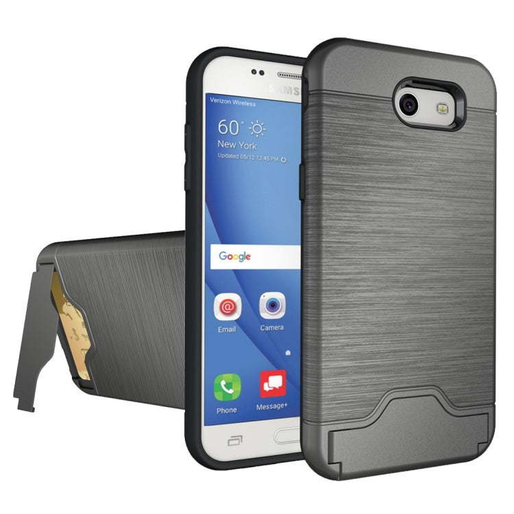For Galaxy J3 (2017) / J3 Prime(US Version) Brushed Texture Separable PC + TPU Protective Combination Back Case with Holder & Card Slot