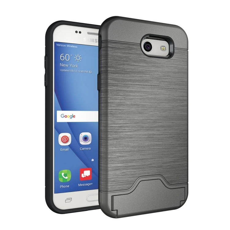 For Galaxy J3 (2017) / J3 Prime(US Version) Brushed Texture Separable PC + TPU Protective Combination Back Case with Holder & Card Slot