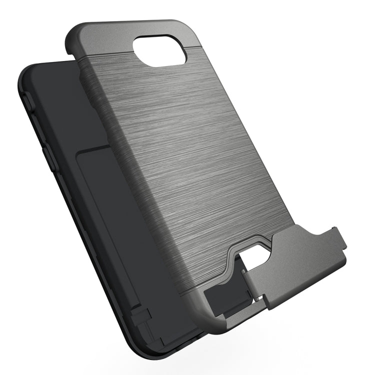 For Galaxy J3 (2017) / J3 Prime(US Version) Brushed Texture Separable PC + TPU Protective Combination Back Case with Holder & Card Slot