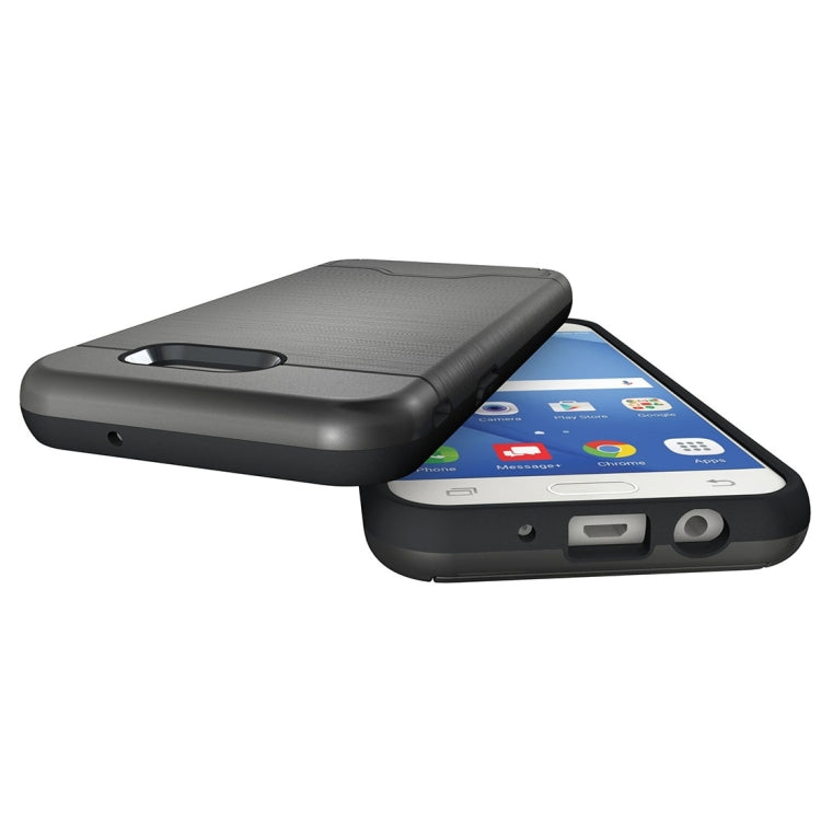 For Galaxy J3 (2017) / J3 Prime(US Version) Brushed Texture Separable PC + TPU Protective Combination Back Case with Holder & Card Slot