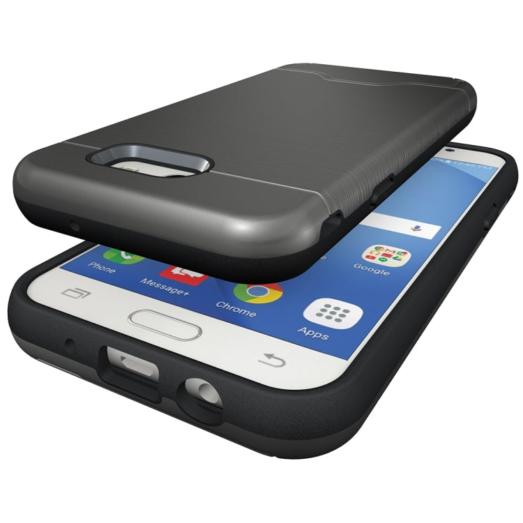 For Galaxy J3 (2017) / J3 Prime(US Version) Brushed Texture Separable PC + TPU Protective Combination Back Case with Holder & Card Slot