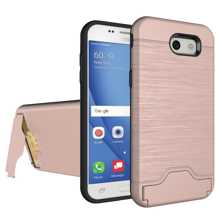For Galaxy J3 (2017) / J3 Prime(US Version) Brushed Texture Separable PC + TPU Protective Combination Back Case with Holder & Card Slot