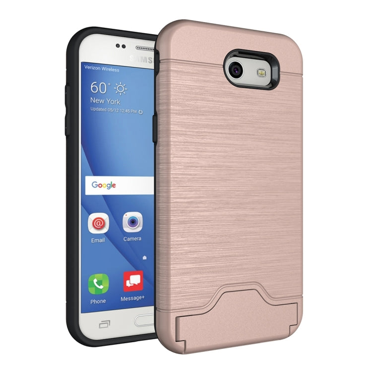 For Galaxy J3 (2017) / J3 Prime(US Version) Brushed Texture Separable PC + TPU Protective Combination Back Case with Holder & Card Slot